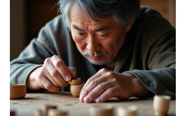 伝統工芸品を制作する日本の職人 (Japanese craftsman creating traditional crafts)